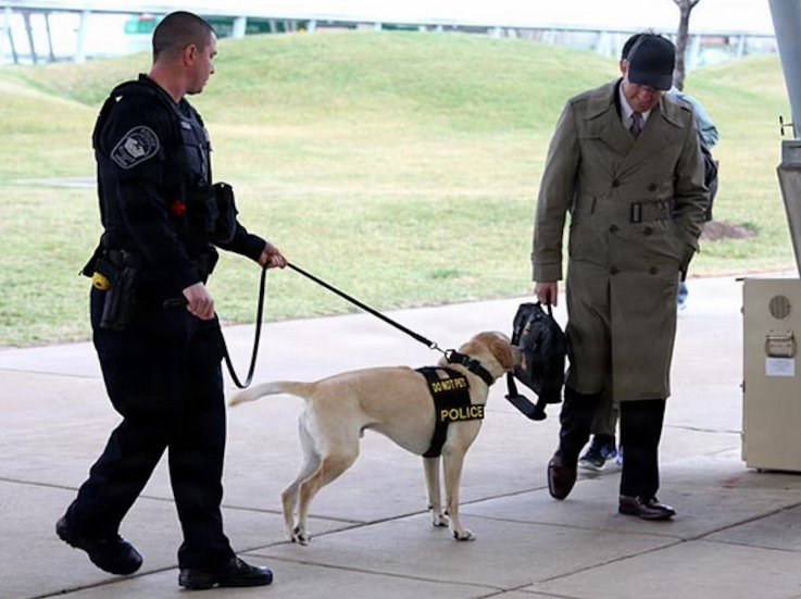 A K-9 Officer on patrol